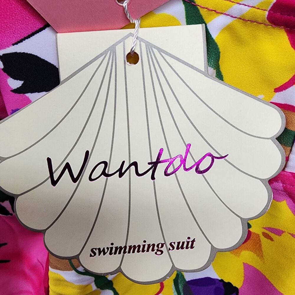 NWT Wantdo Floral Swimsuit Dress 3X 22W-24W One Piece Tie Front Pink Vacation - Picture 14 of 15